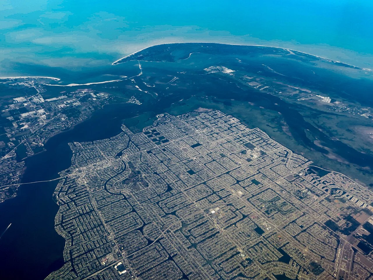Cape Coral and the Caloosahatchee from the air